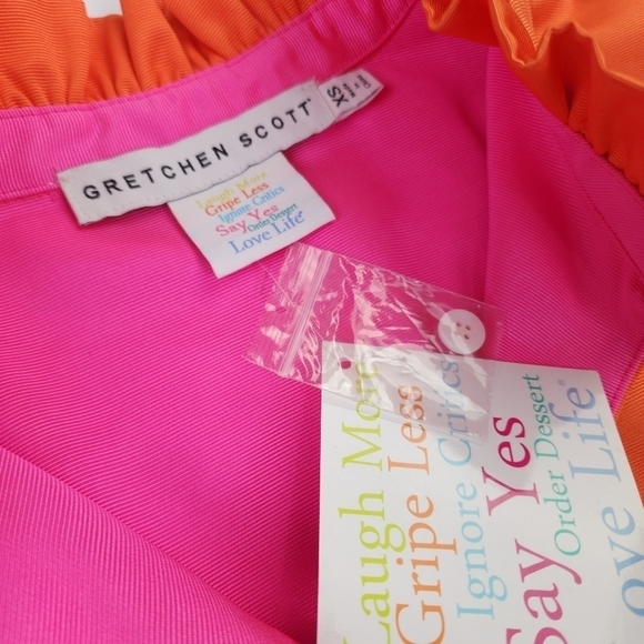 New Gretchen Scott Orange Ruffle Pocketed Dress Sz XS - Picture 8 of 16